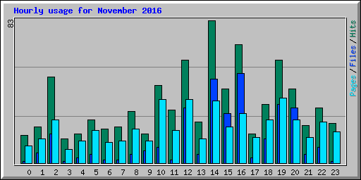 Hourly usage for November 2016